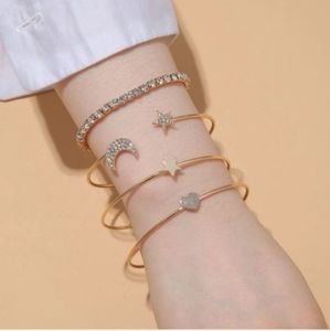 4 Piece Star/Moon Cuff Bracelet Set